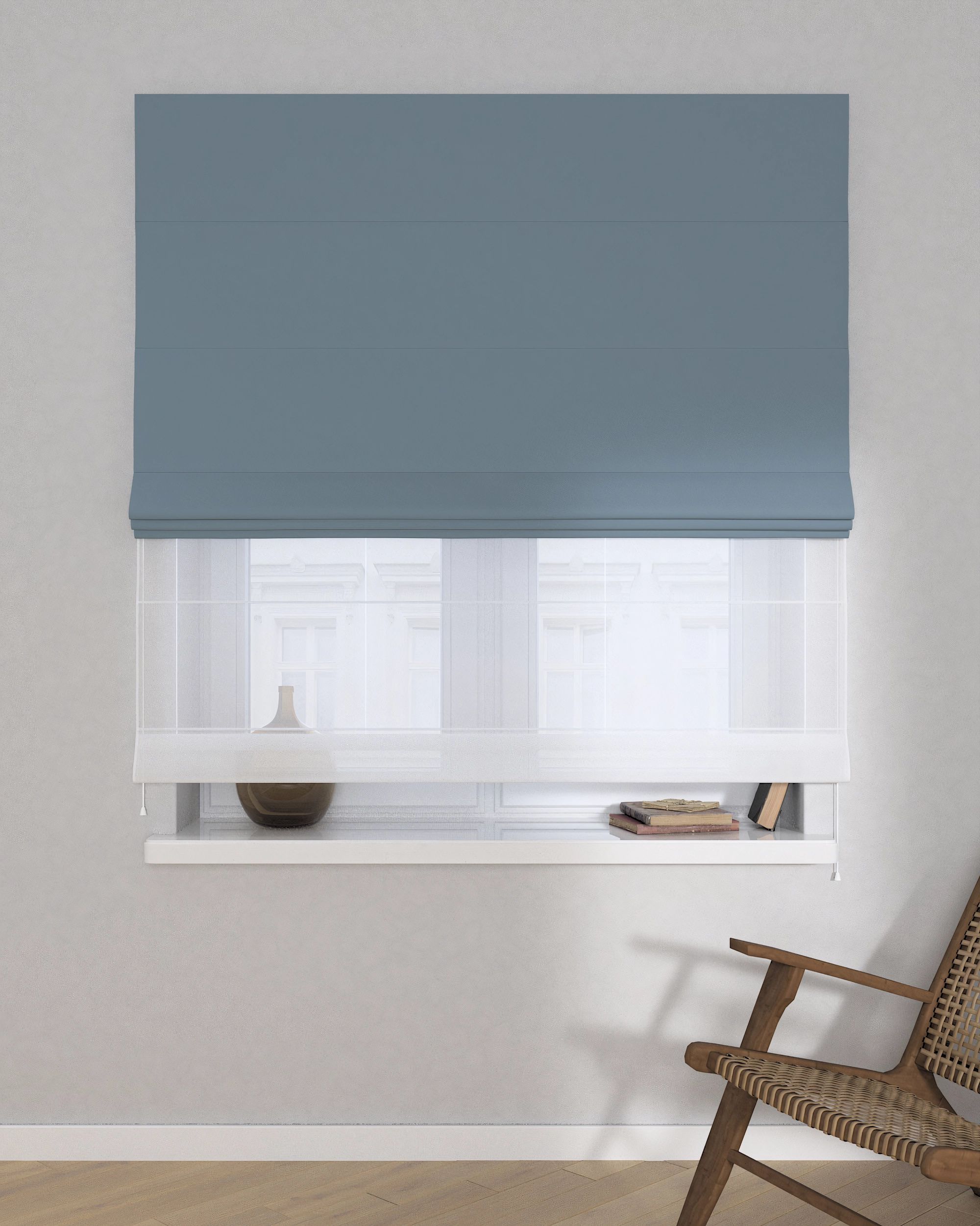 Store romain Duo couleur bleu tissu black-out (hover)