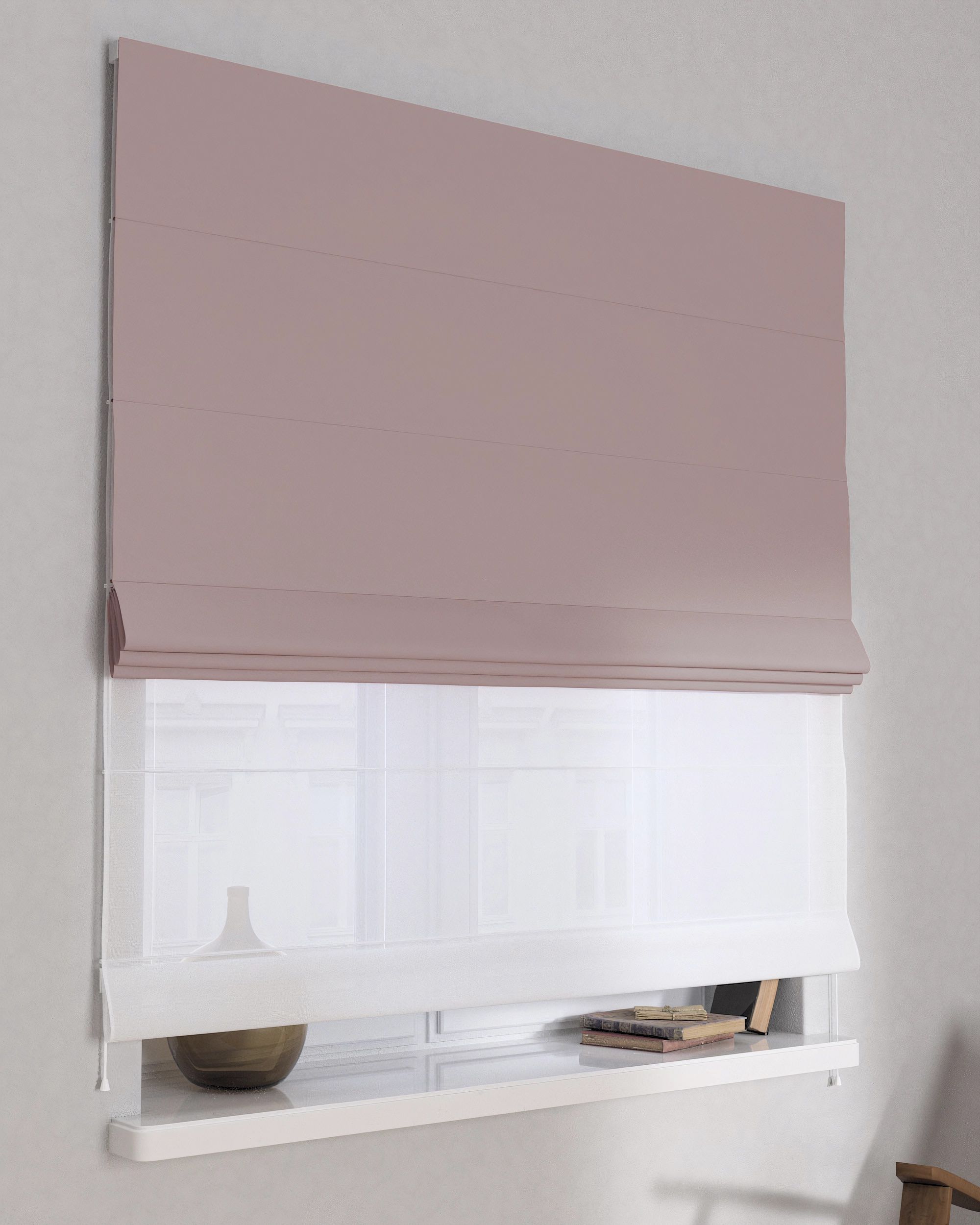 Store romain Duo couleur rose tissu black-out