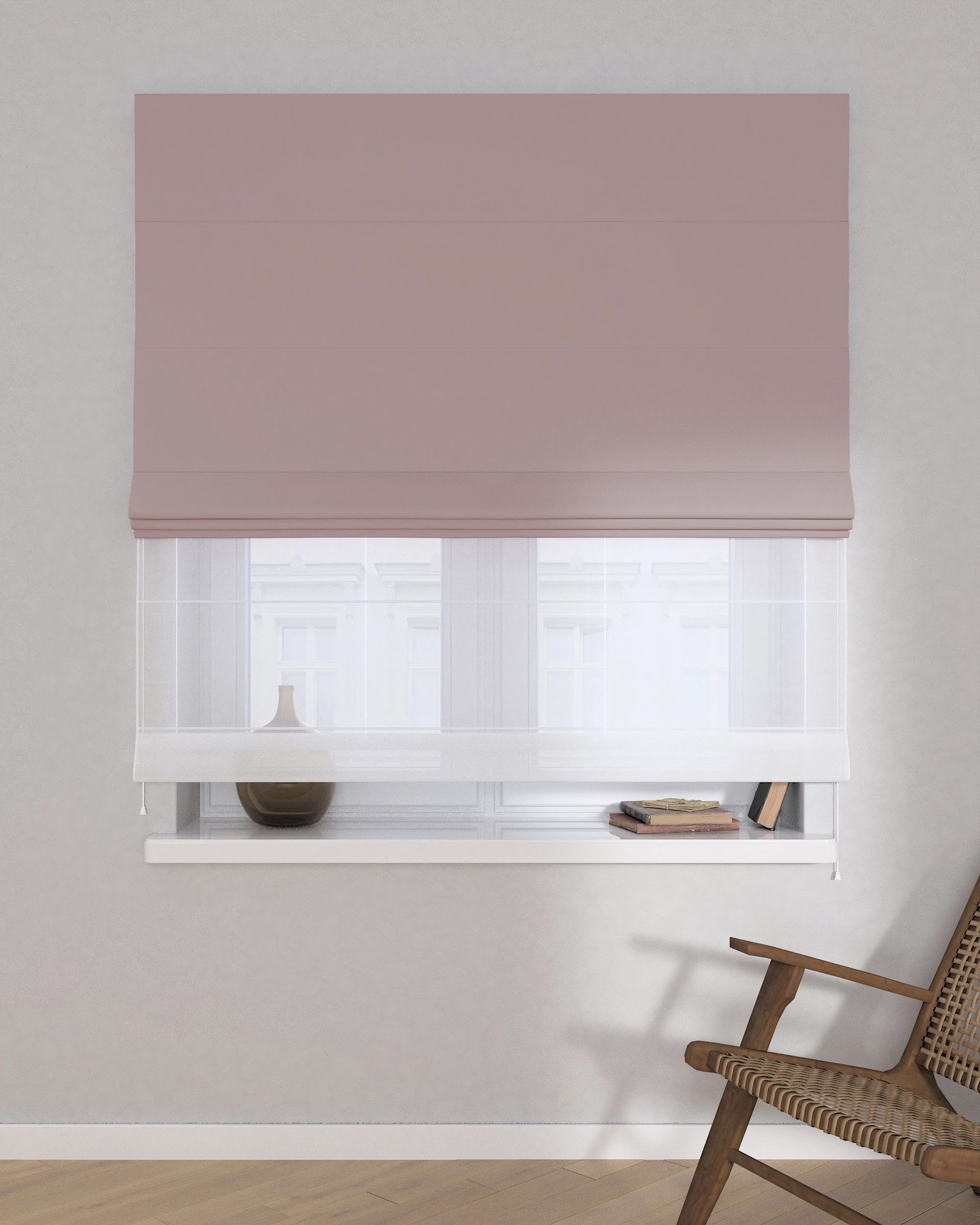 Store romain Duo couleur rose tissu black-out (hover)