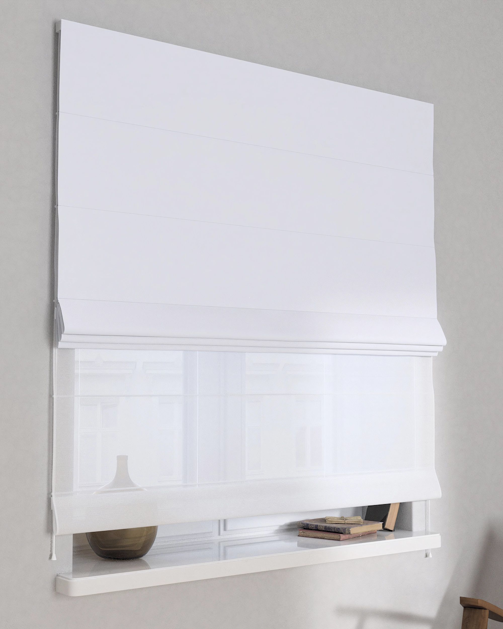 Store romain Duo couleur blanc tissu black-out