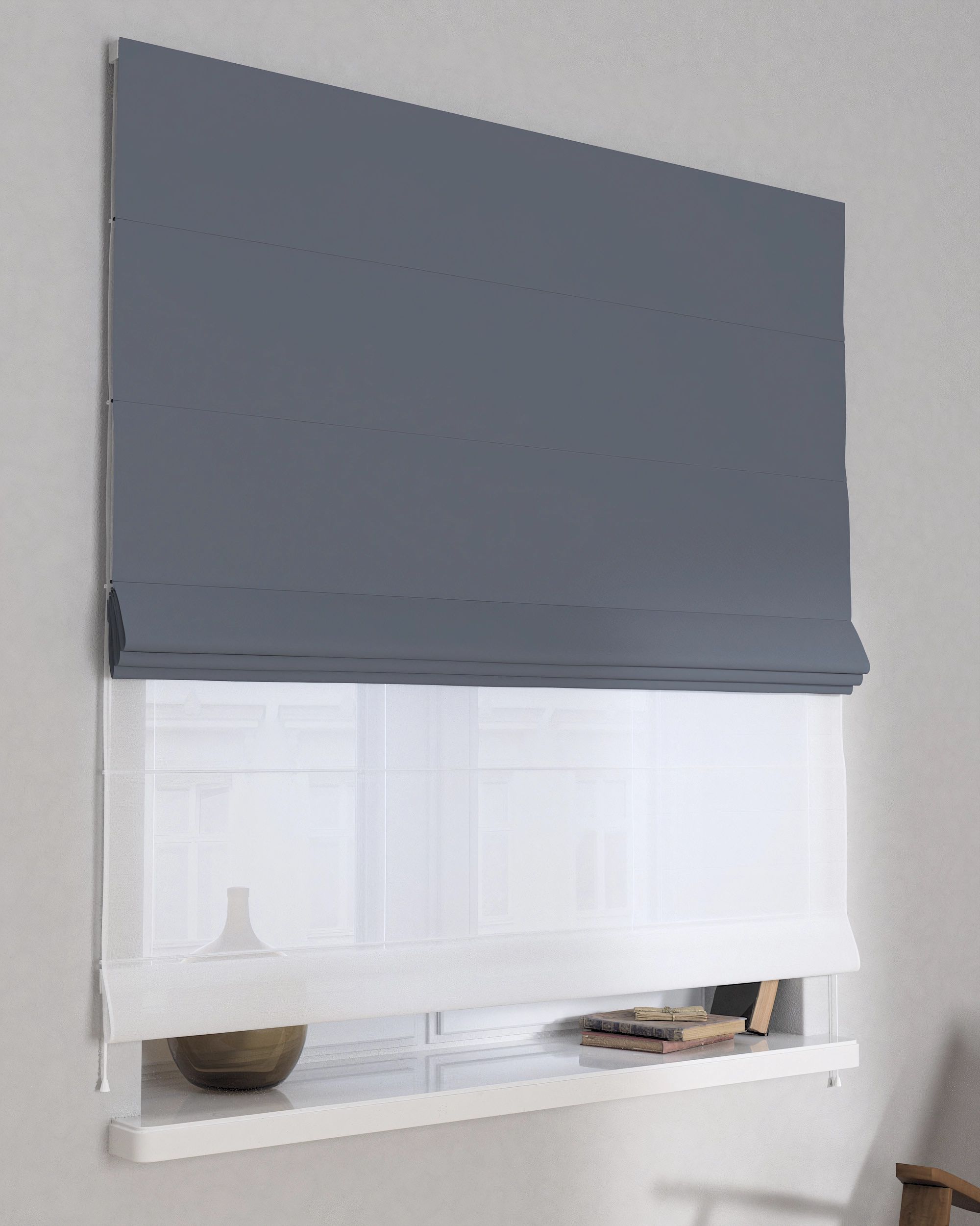 Store romain Duo couleur gris tissu black-out