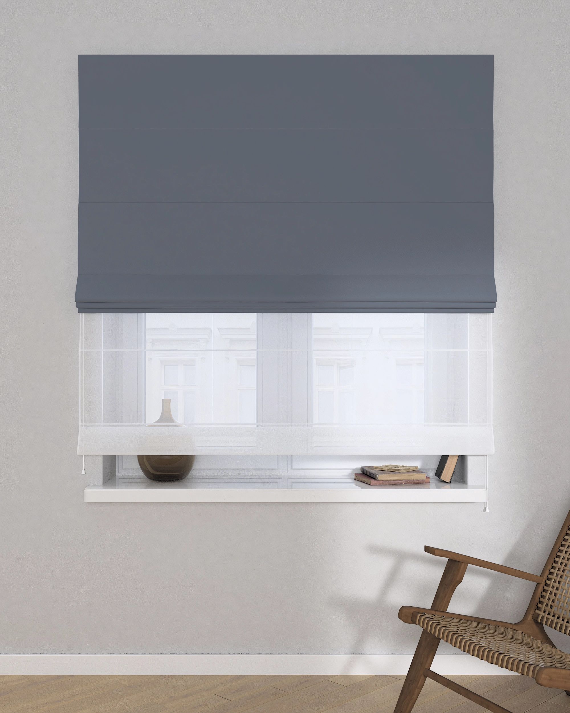 Store romain Duo couleur gris tissu black-out (hover)