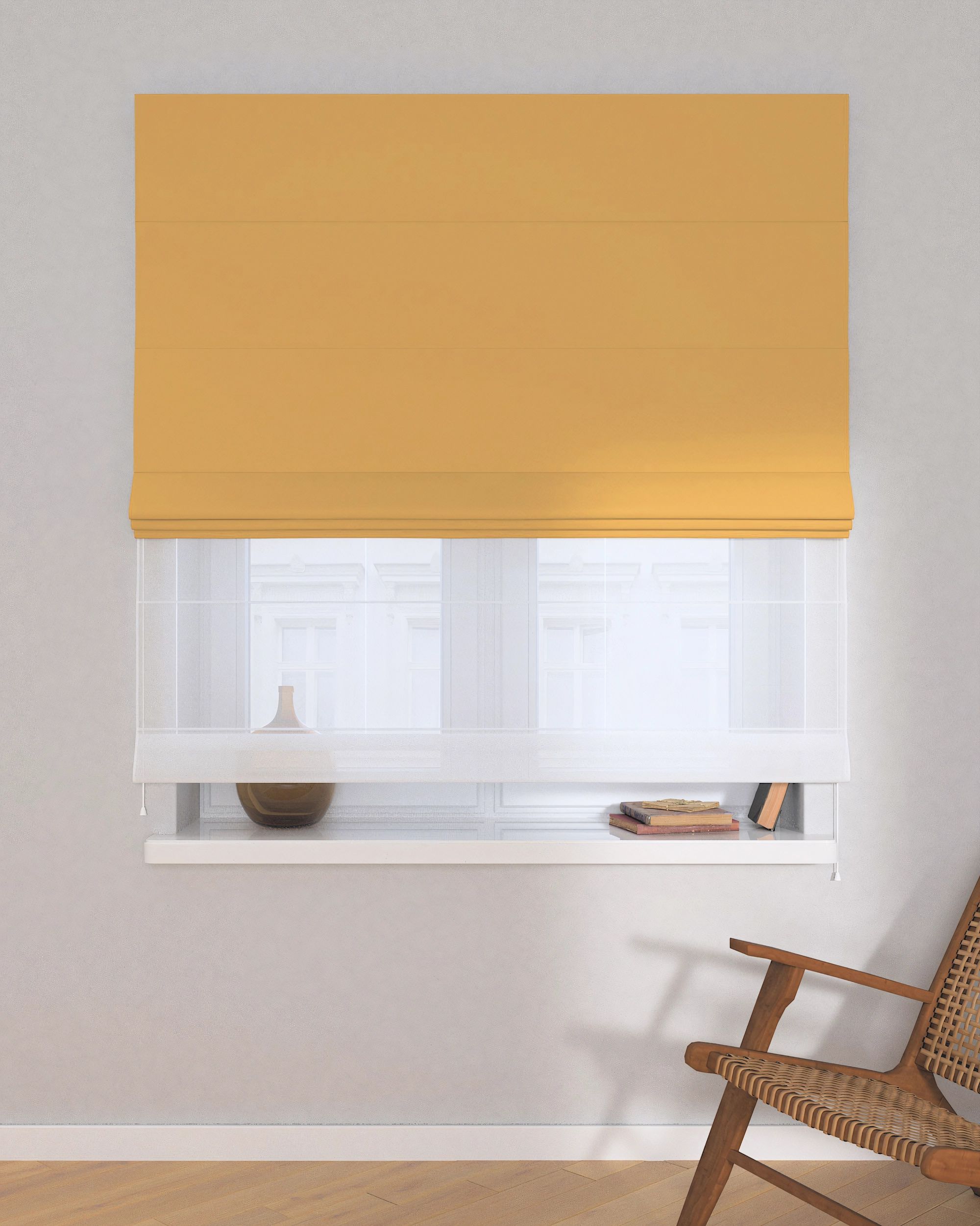 Store romain Duo couleur jaune tissu black-out (hover)