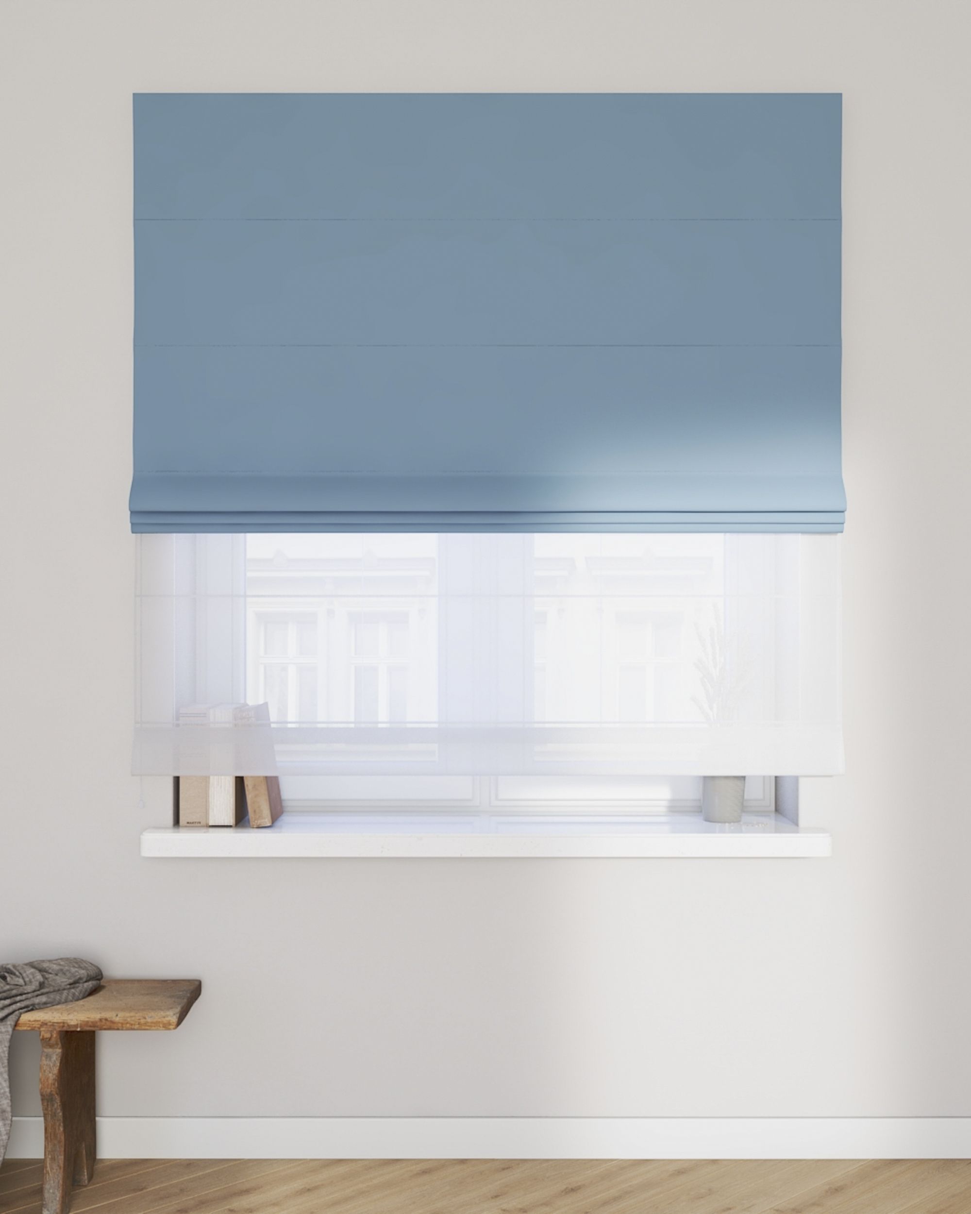 Store romain Duo couleur bleu tissu black-out (hover)