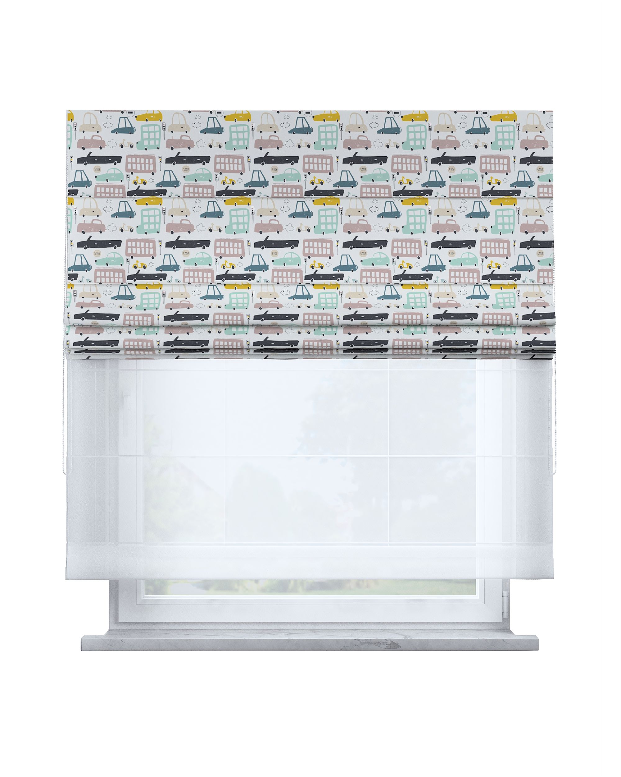 Store romain Duo couleur beige tissu à motifs