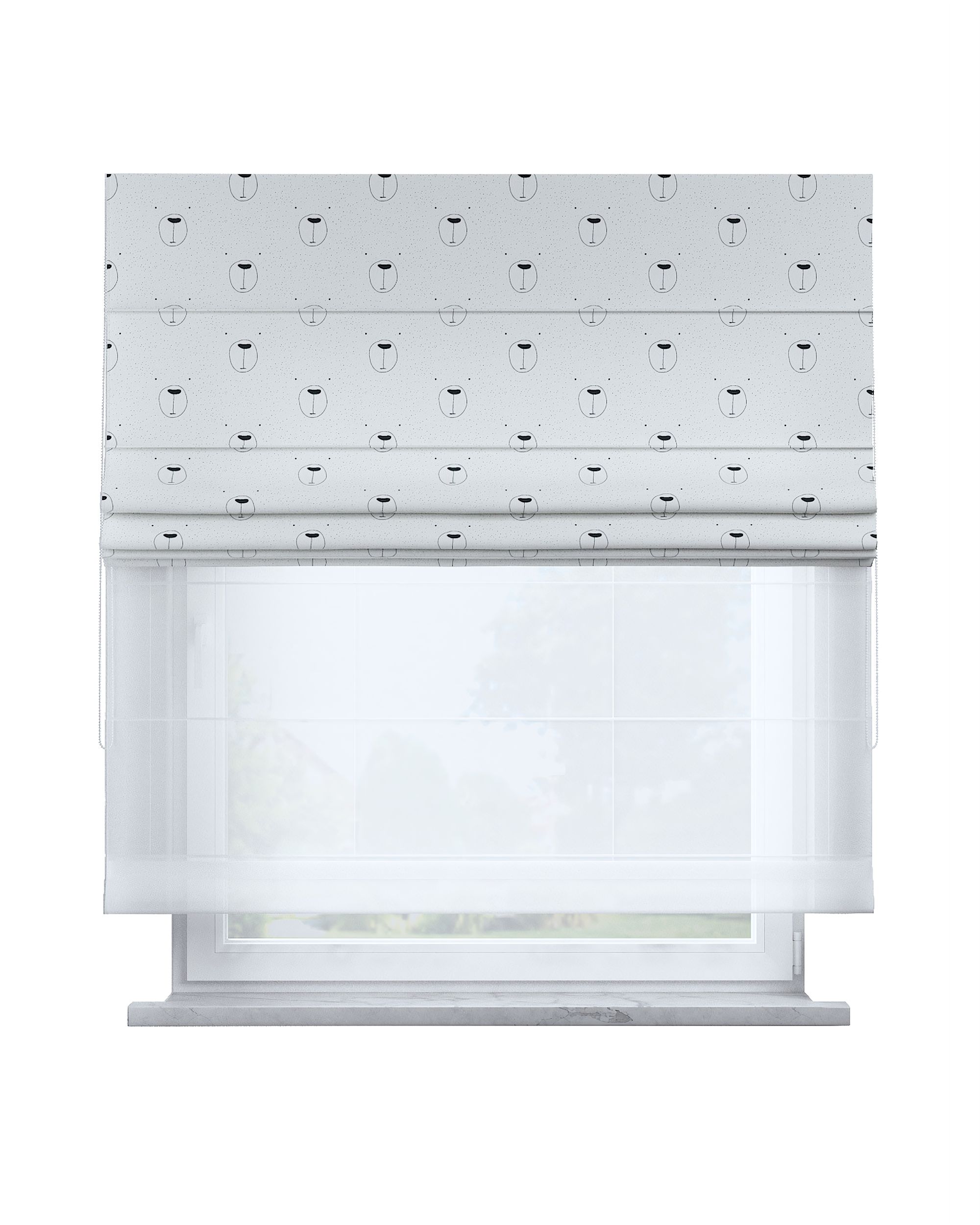 Store romain Duo couleur blanc tissu à motifs