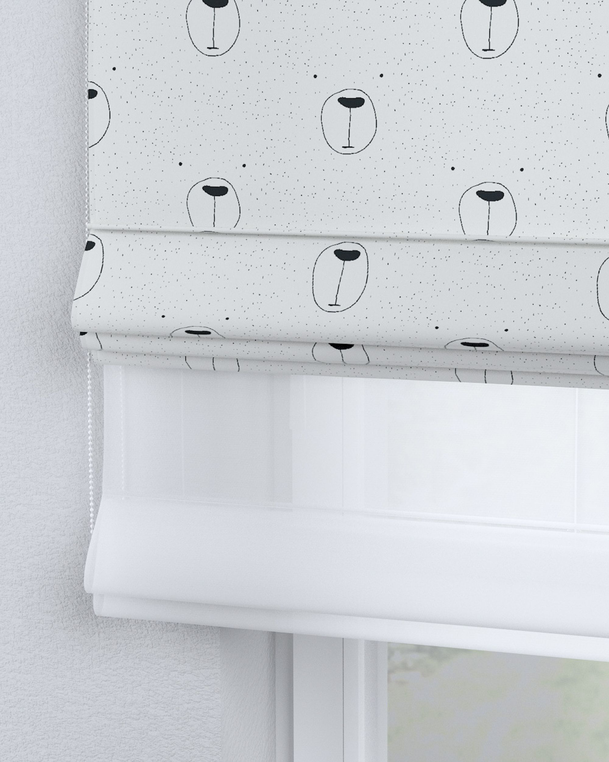 Store romain Duo couleur blanc tissu à motifs (hover)