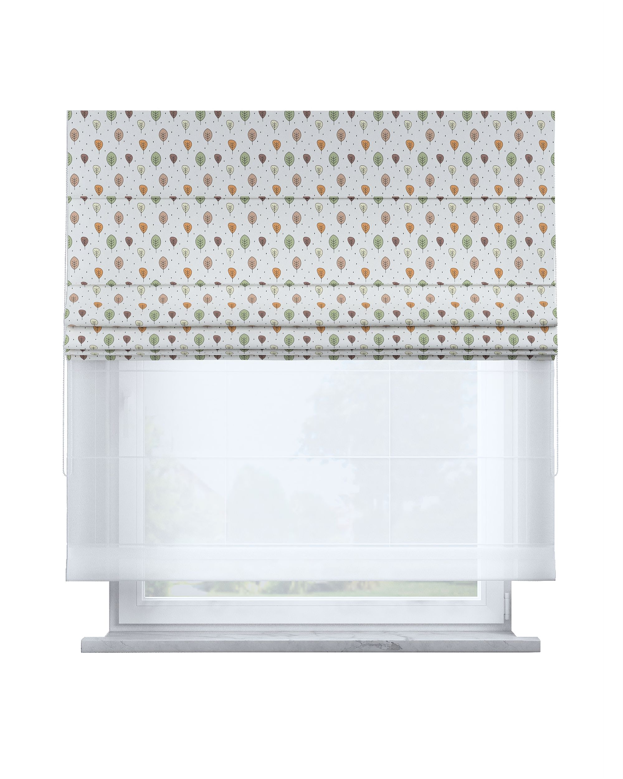 Store romain Duo couleur marron tissu à motifs