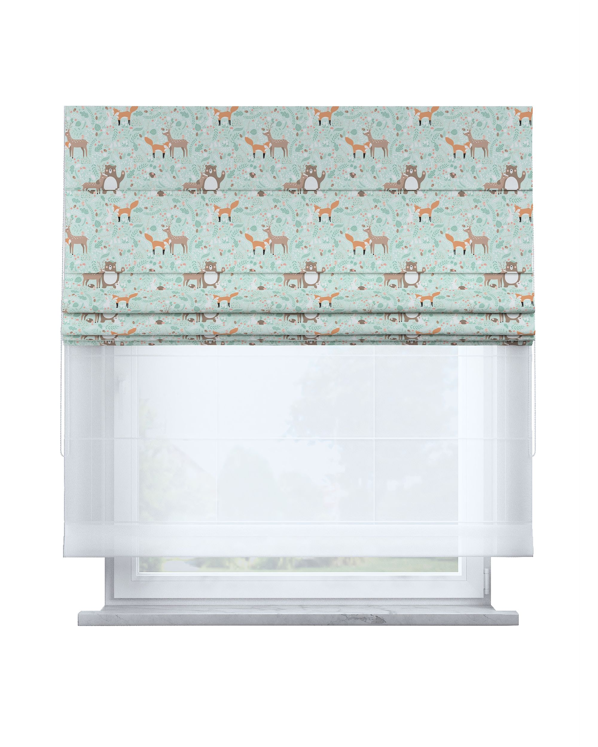 Store romain Duo couleur vert tissu à motifs
