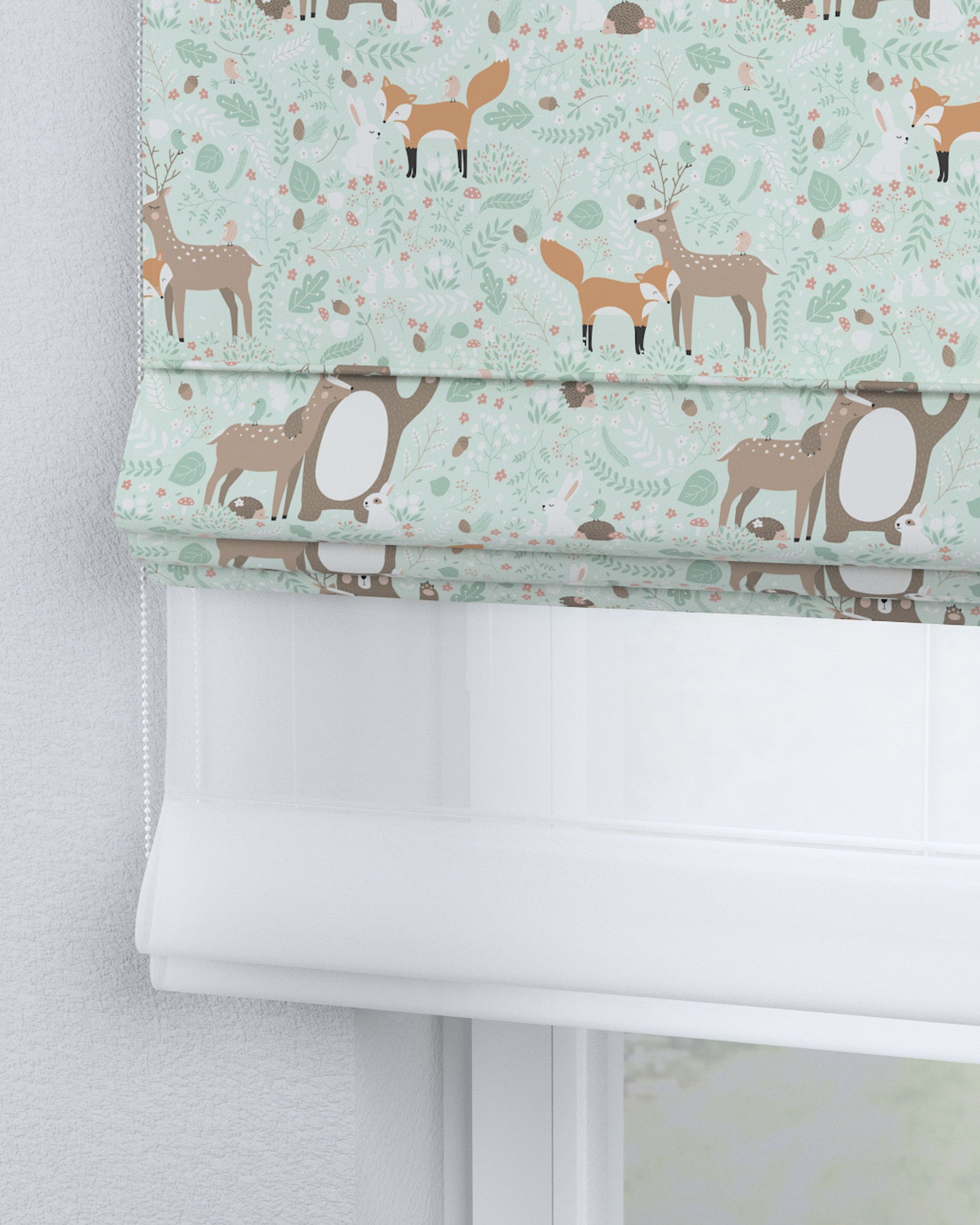 Store romain Duo couleur vert tissu à motifs (hover)