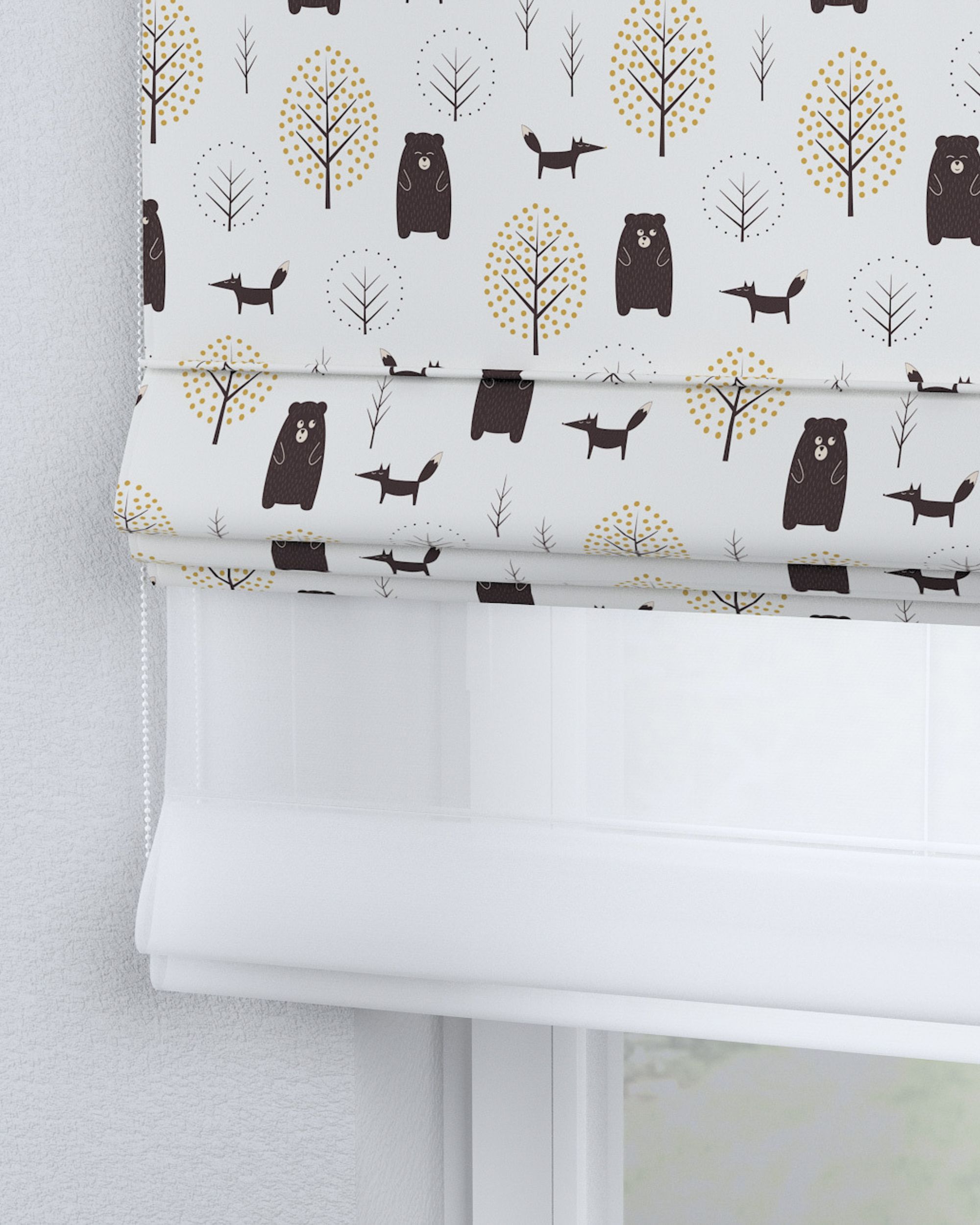 Store romain Duo couleur marron tissu à motifs (hover)