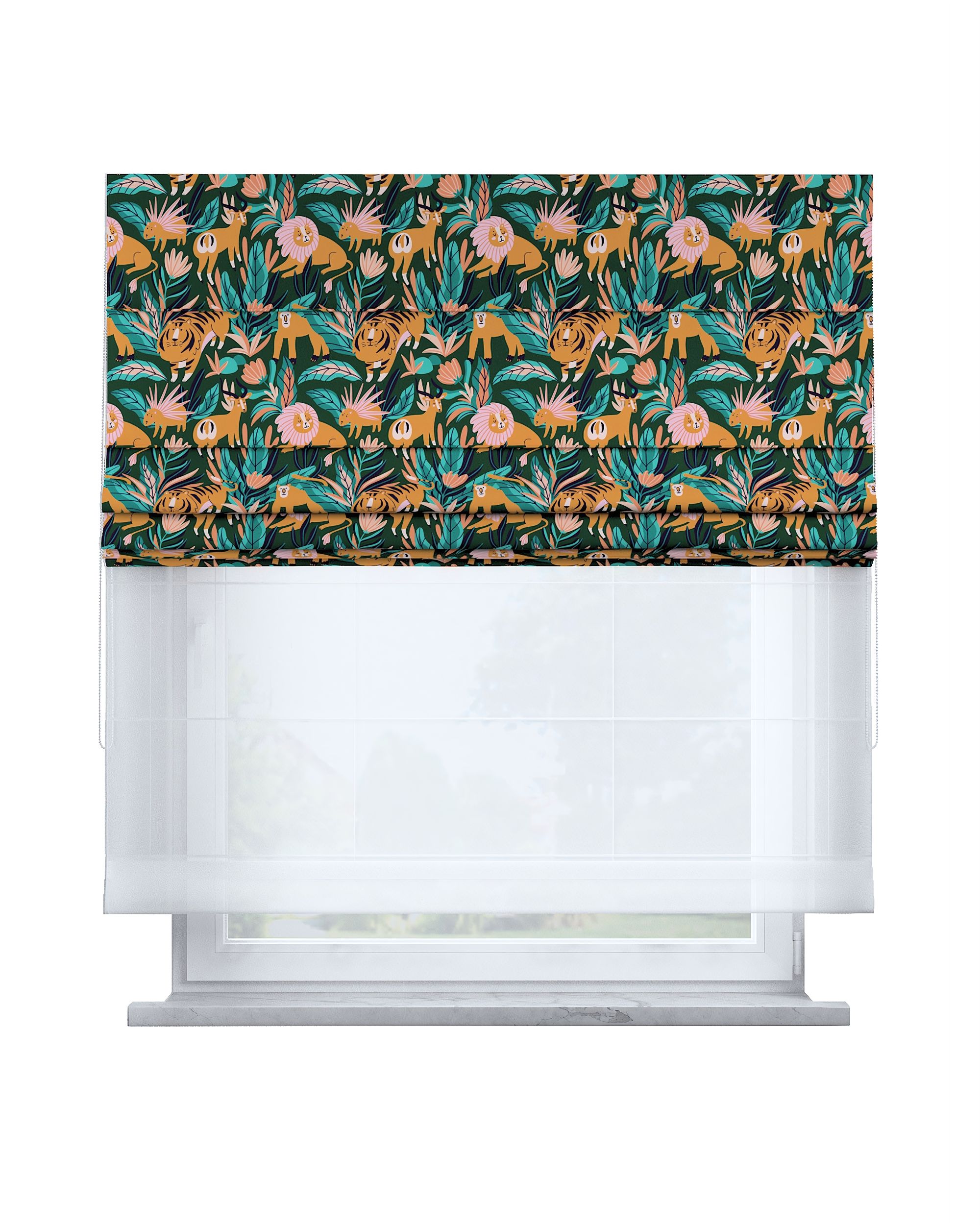 Store romain Duo couleur orange tissu à motifs
