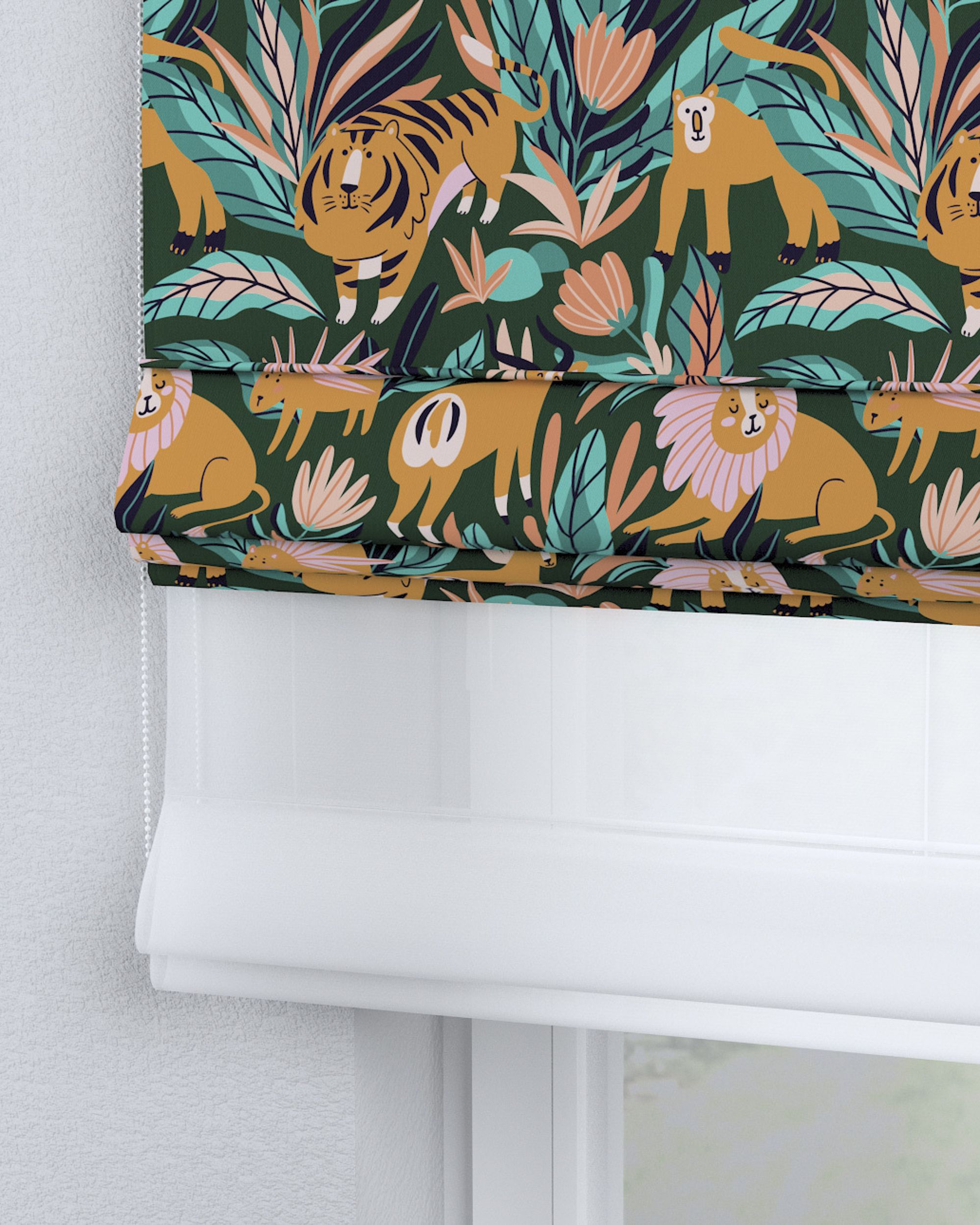 Store romain Duo couleur orange tissu à motifs (hover)