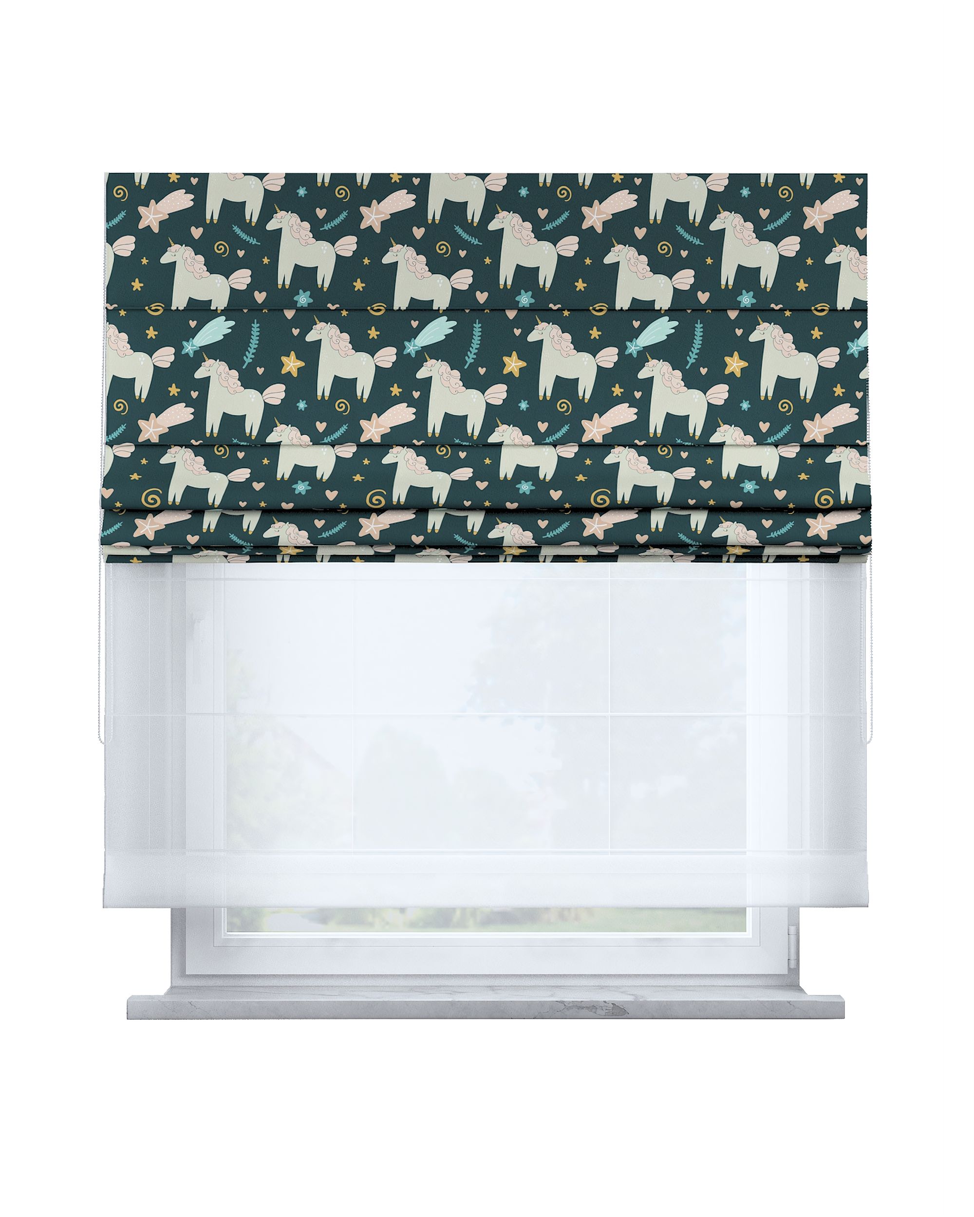 Store romain Duo couleur marron tissu à motifs