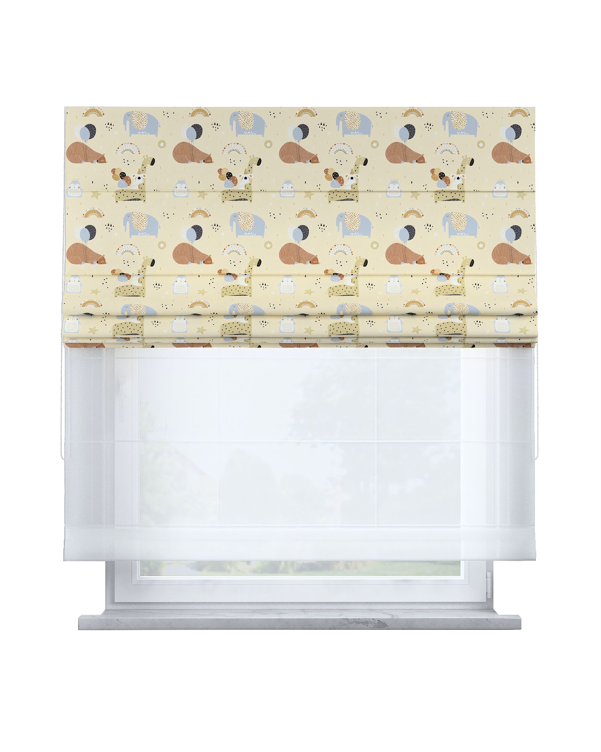 Store romain Duo couleur beige tissu à motifs