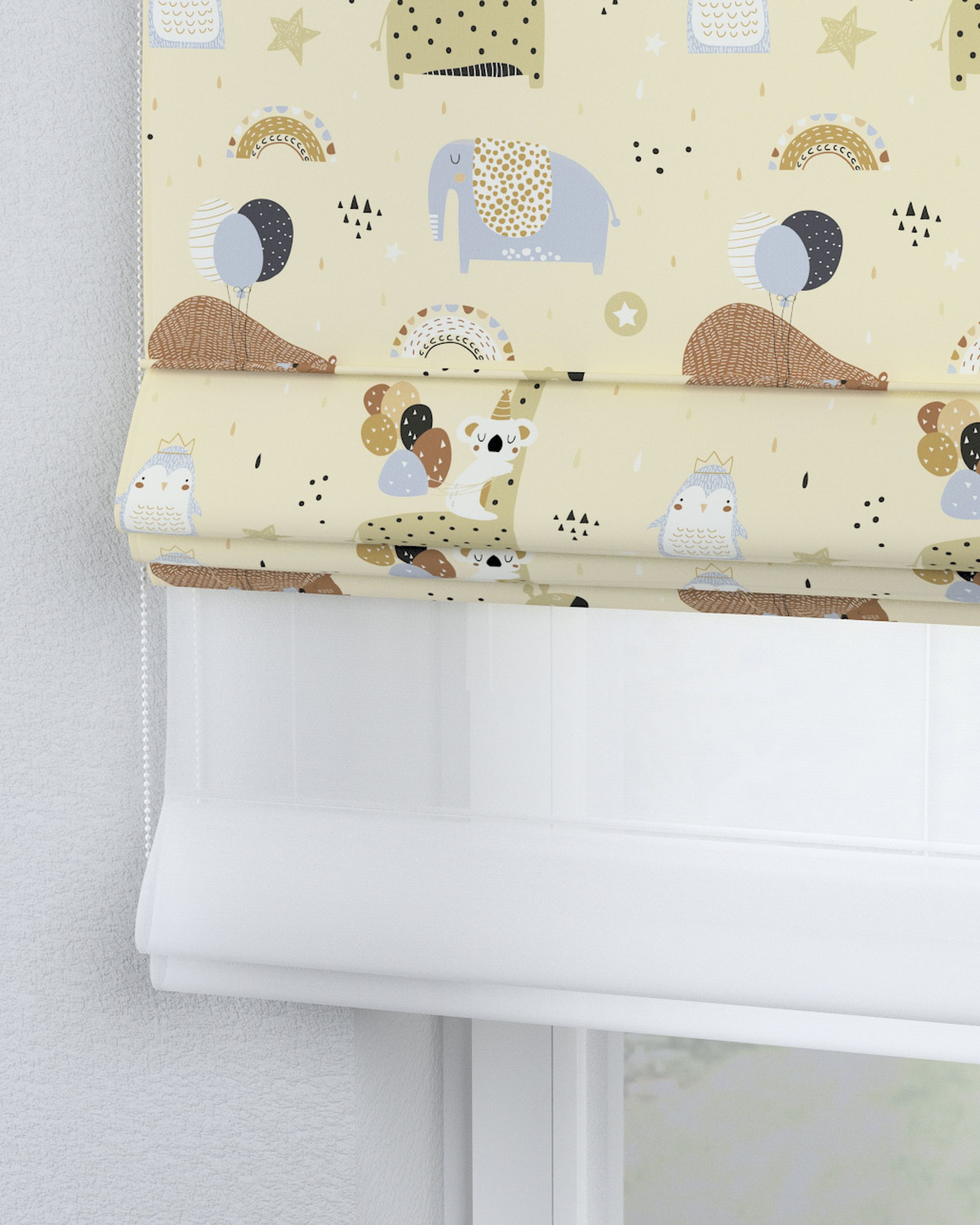 Store romain Duo couleur beige tissu à motifs (hover)