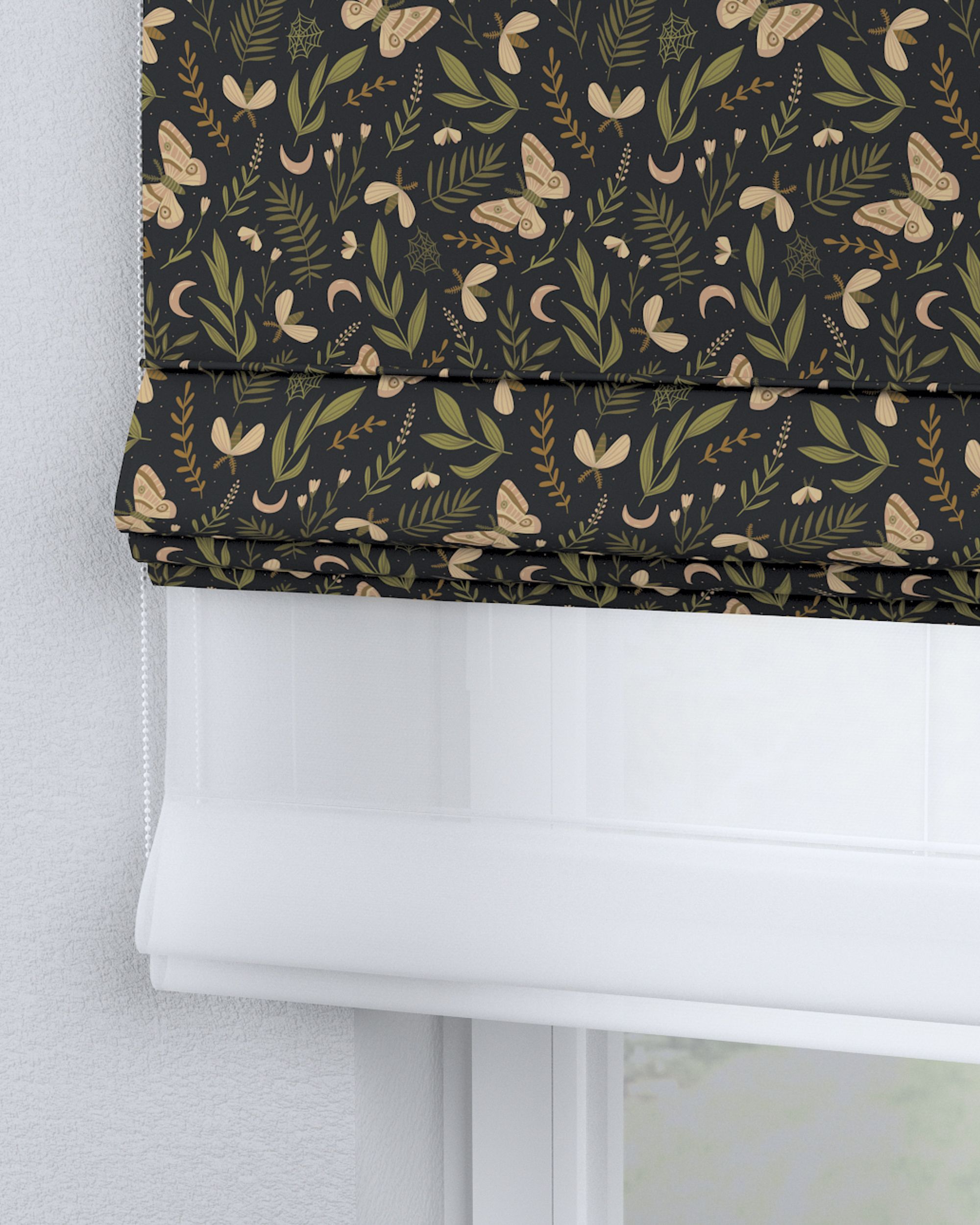 Store romain Duo couleur noir tissu à motifs (hover)