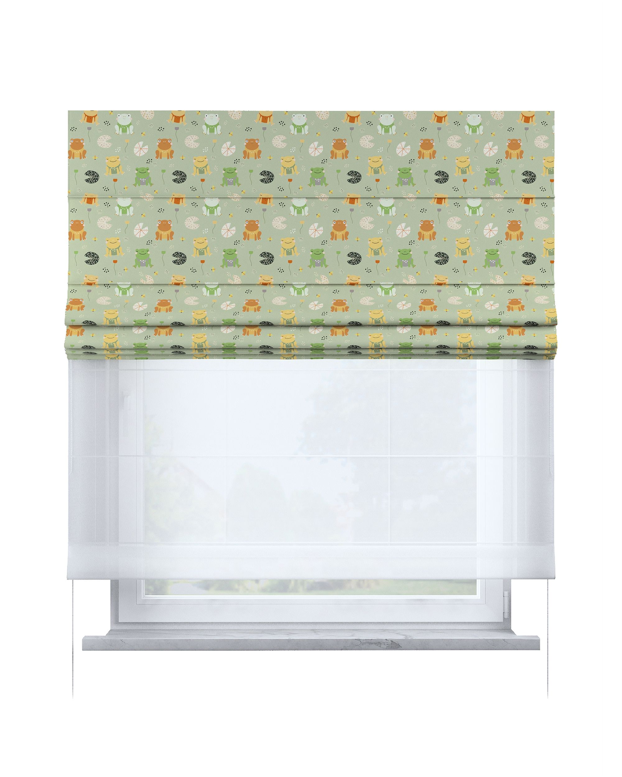 Store romain Duo couleur vert tissu à motifs