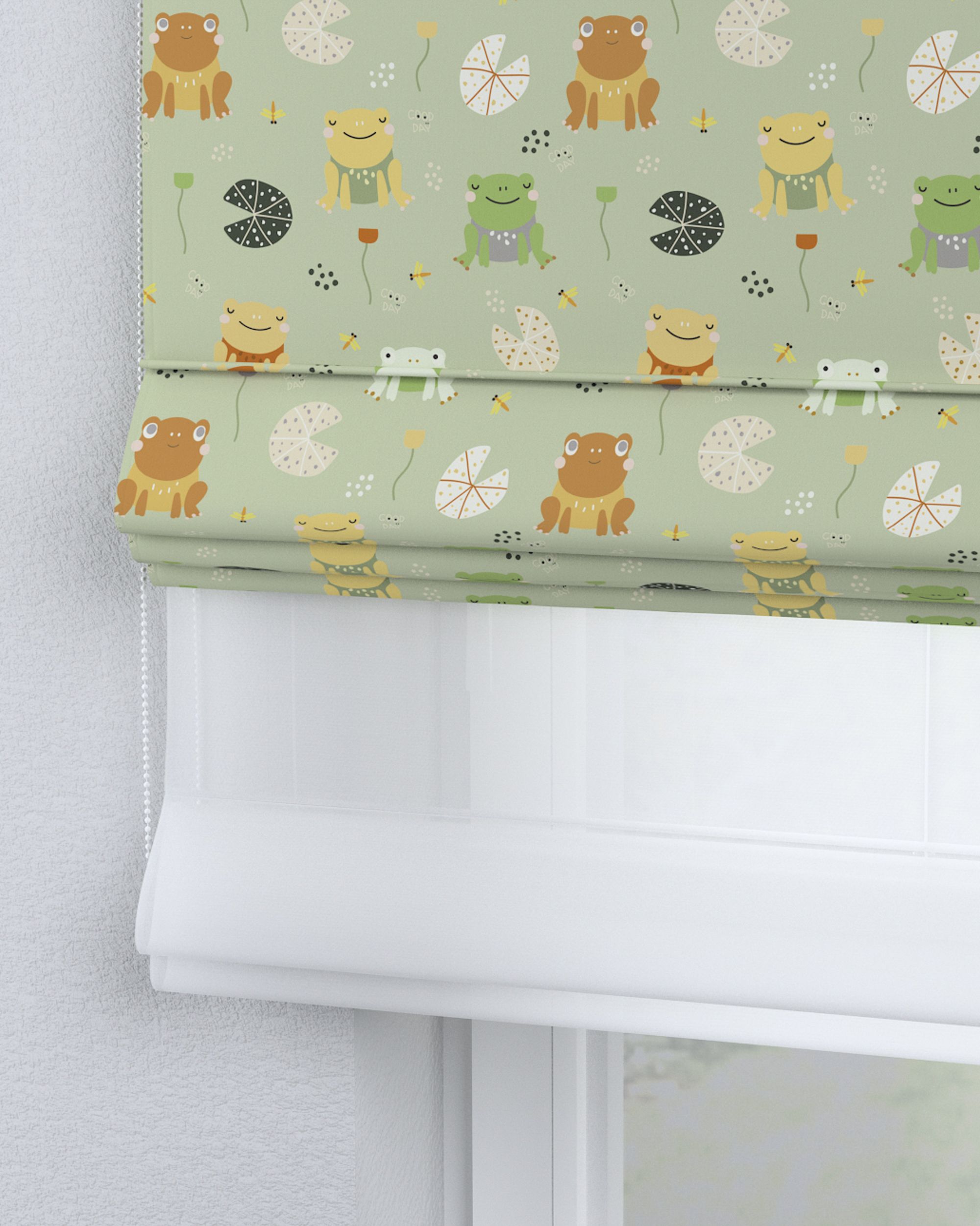 Store romain Duo couleur vert tissu à motifs (hover)