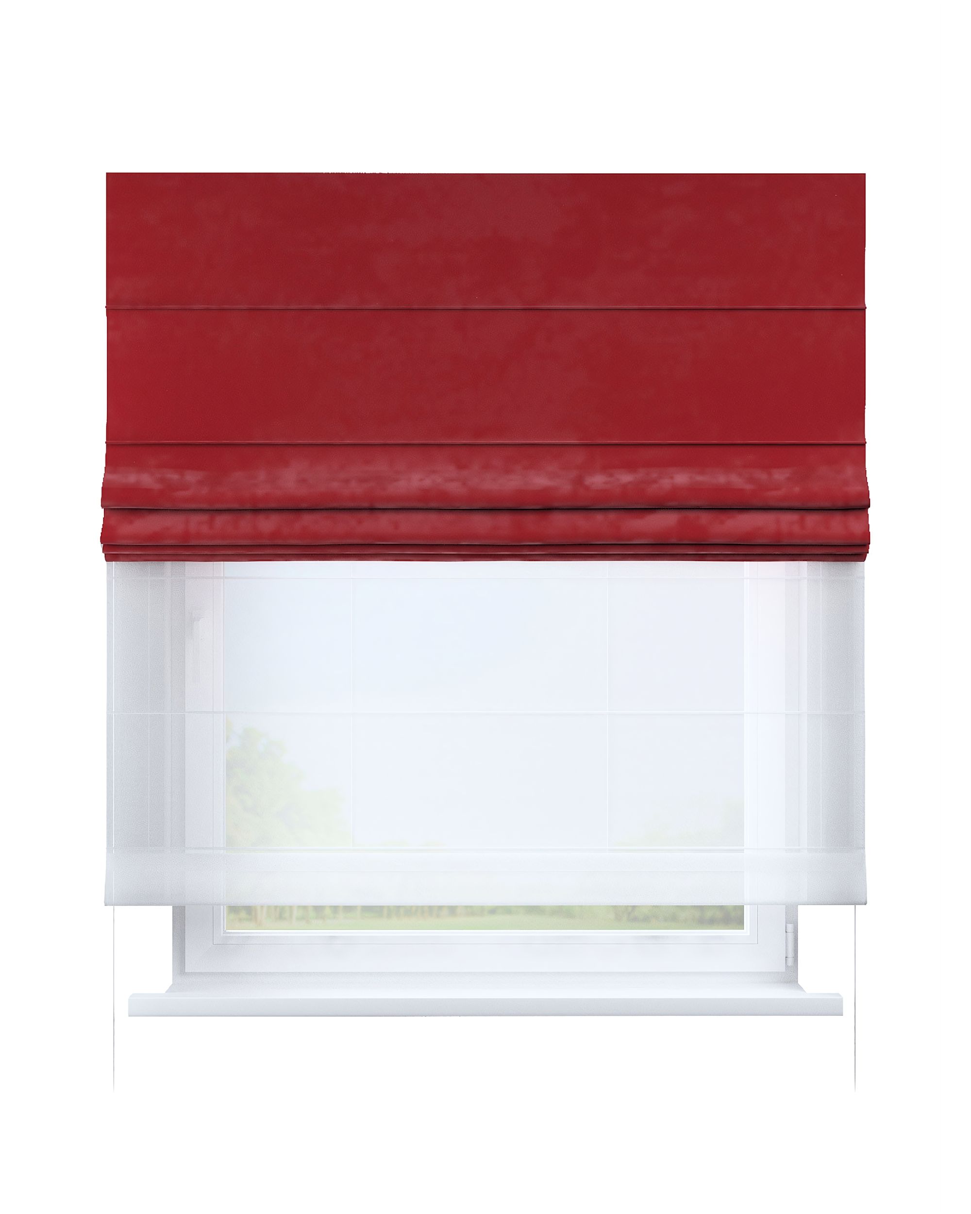Store romain Duo couleur rouge tissu brillant, velours