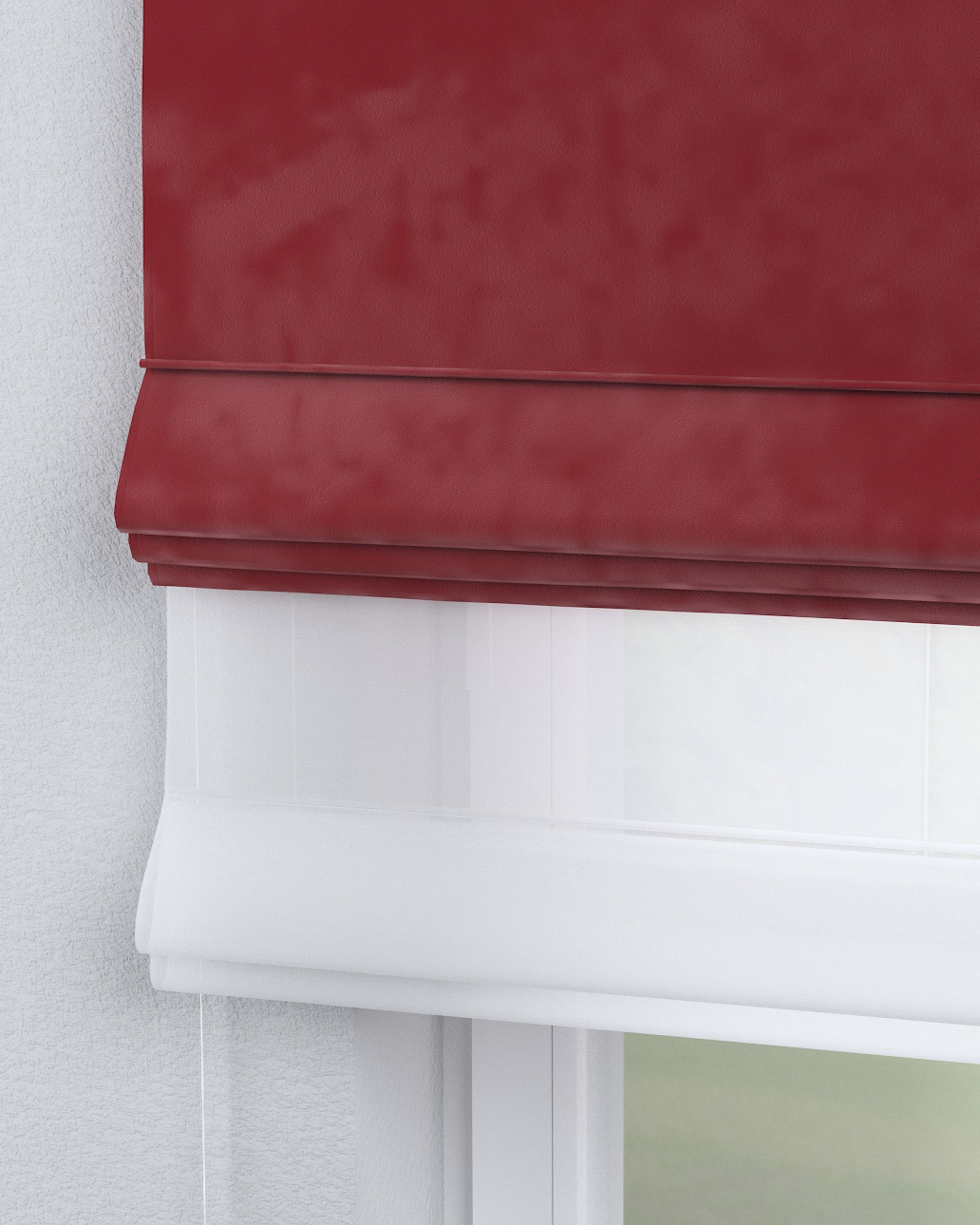 Store romain Duo couleur rouge tissu brillant, velours (hover)