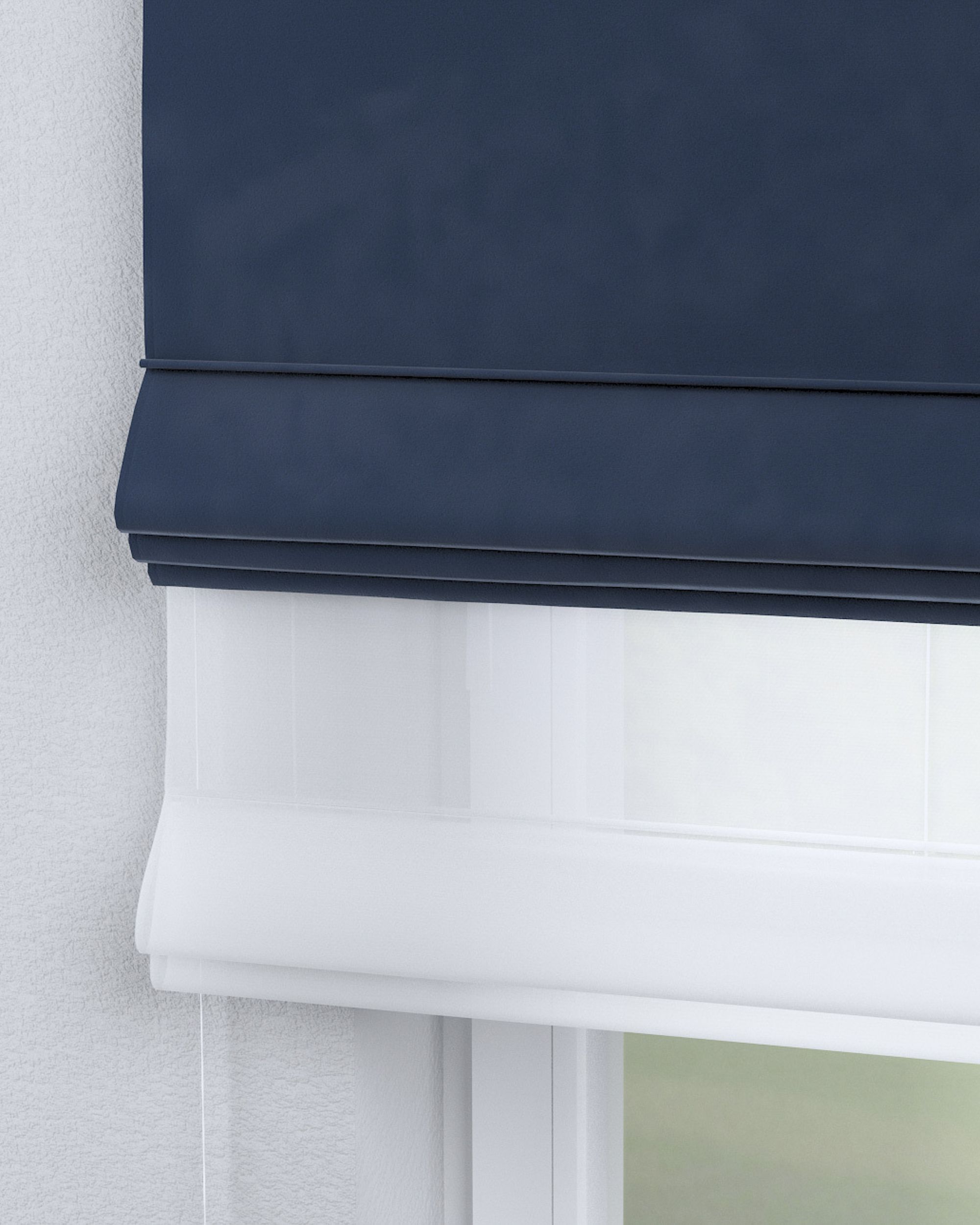 Store romain Duo couleur bleu marine tissu brillant, velours (hover)