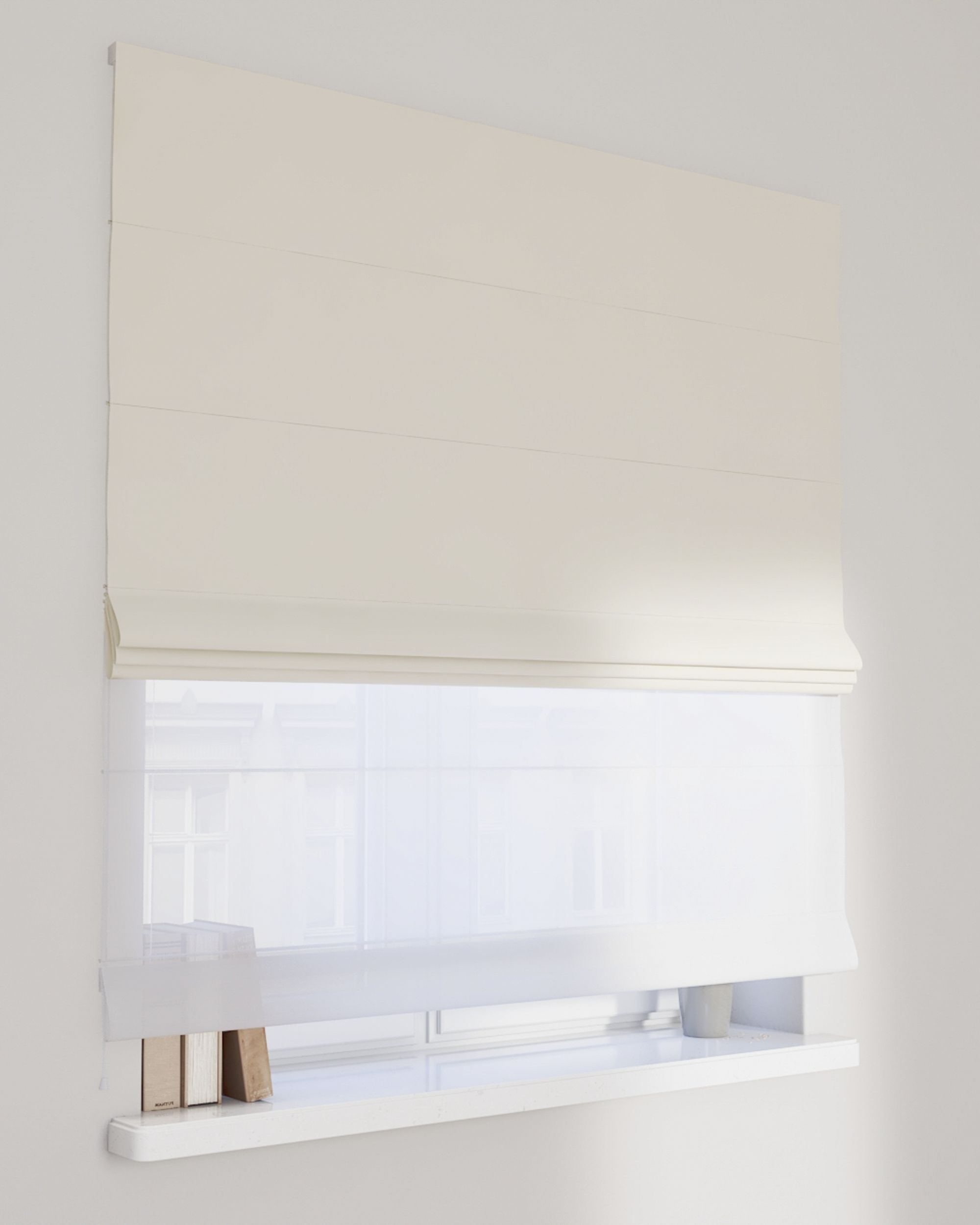 Store romain Duo couleur crème tissu brillant, velours