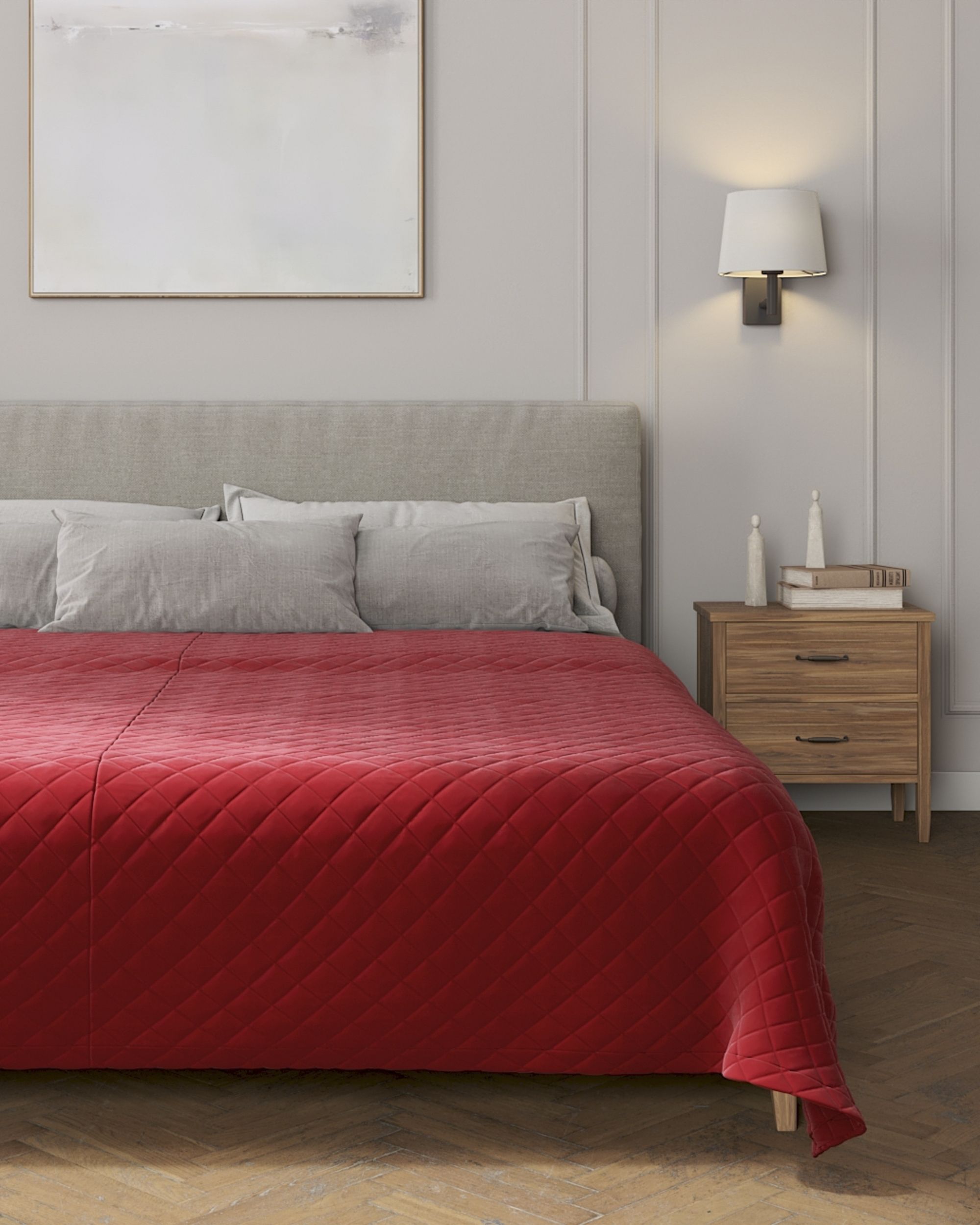 Couverture molletonnée Posh Velvet couleur rouge tissu brillant, velours (hover)