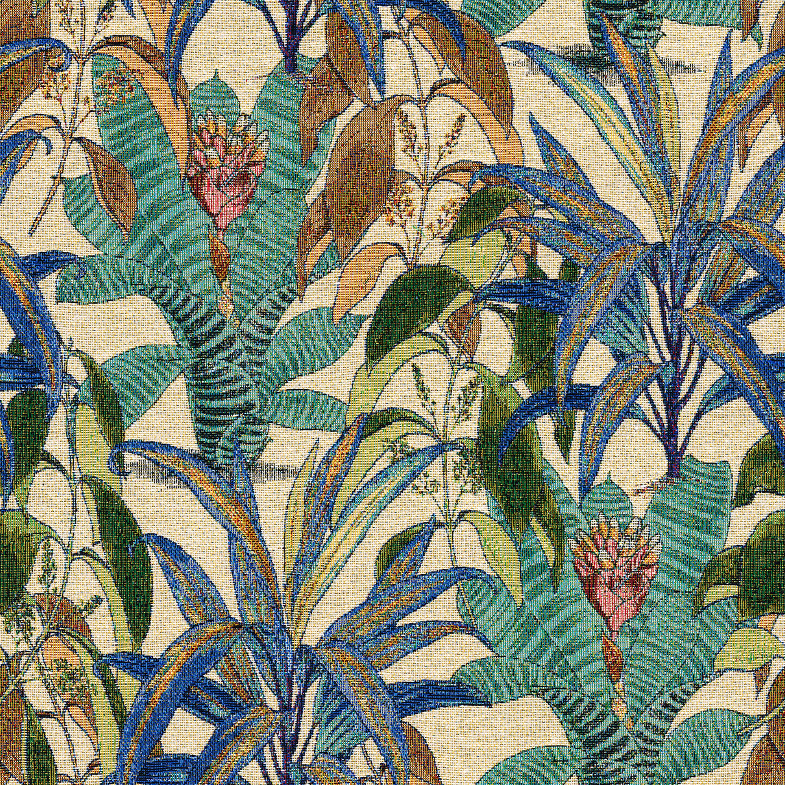 144-29 motifs végétaux vert et bleu