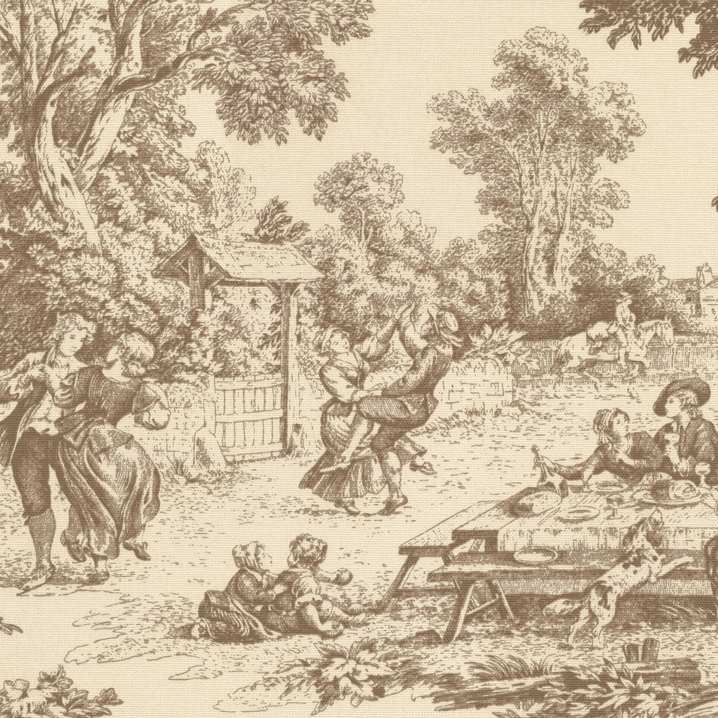144-53 scènes de genre beige sur fond écru