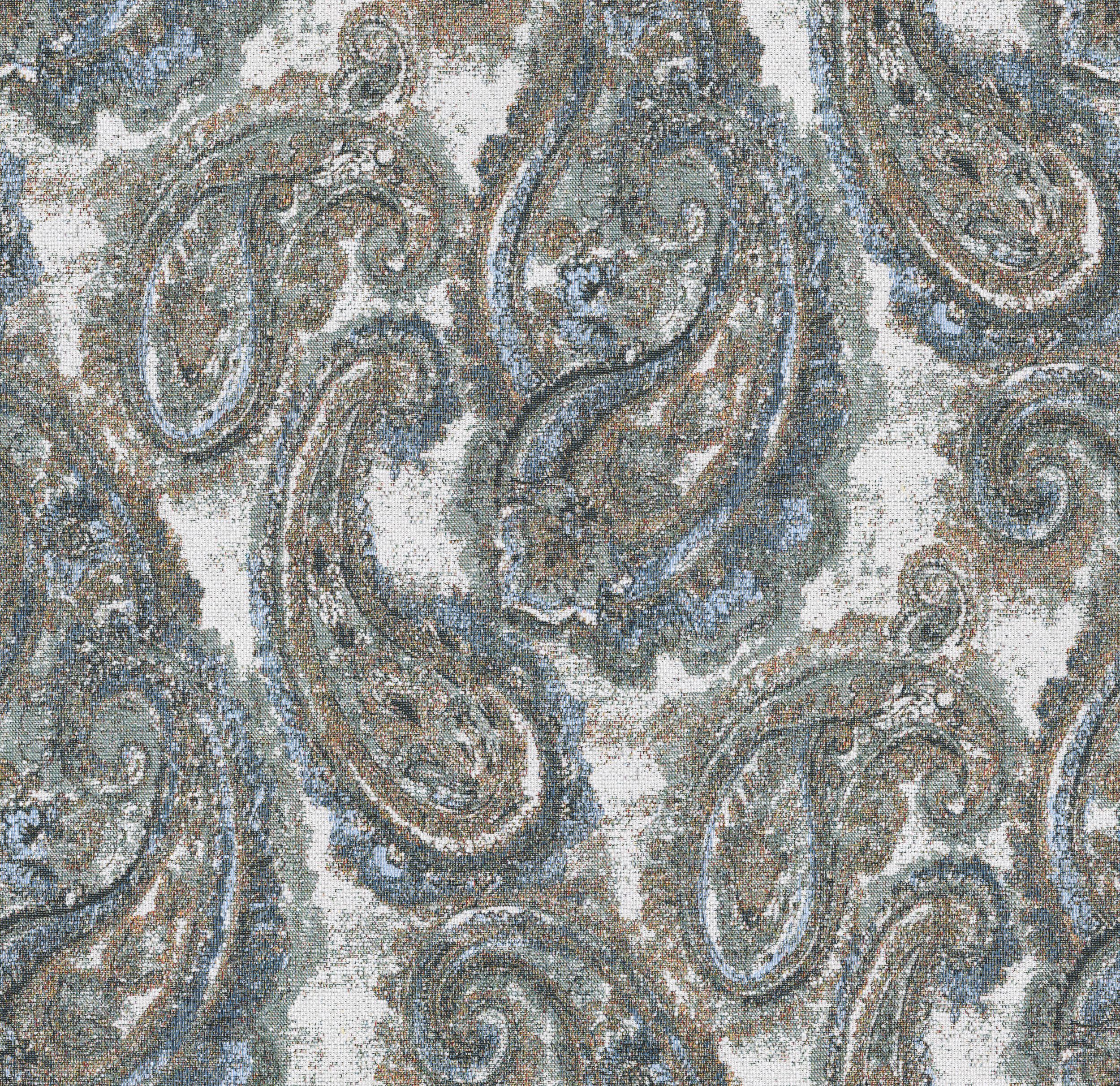 145-33 paisley bleu et vert sur fond crème