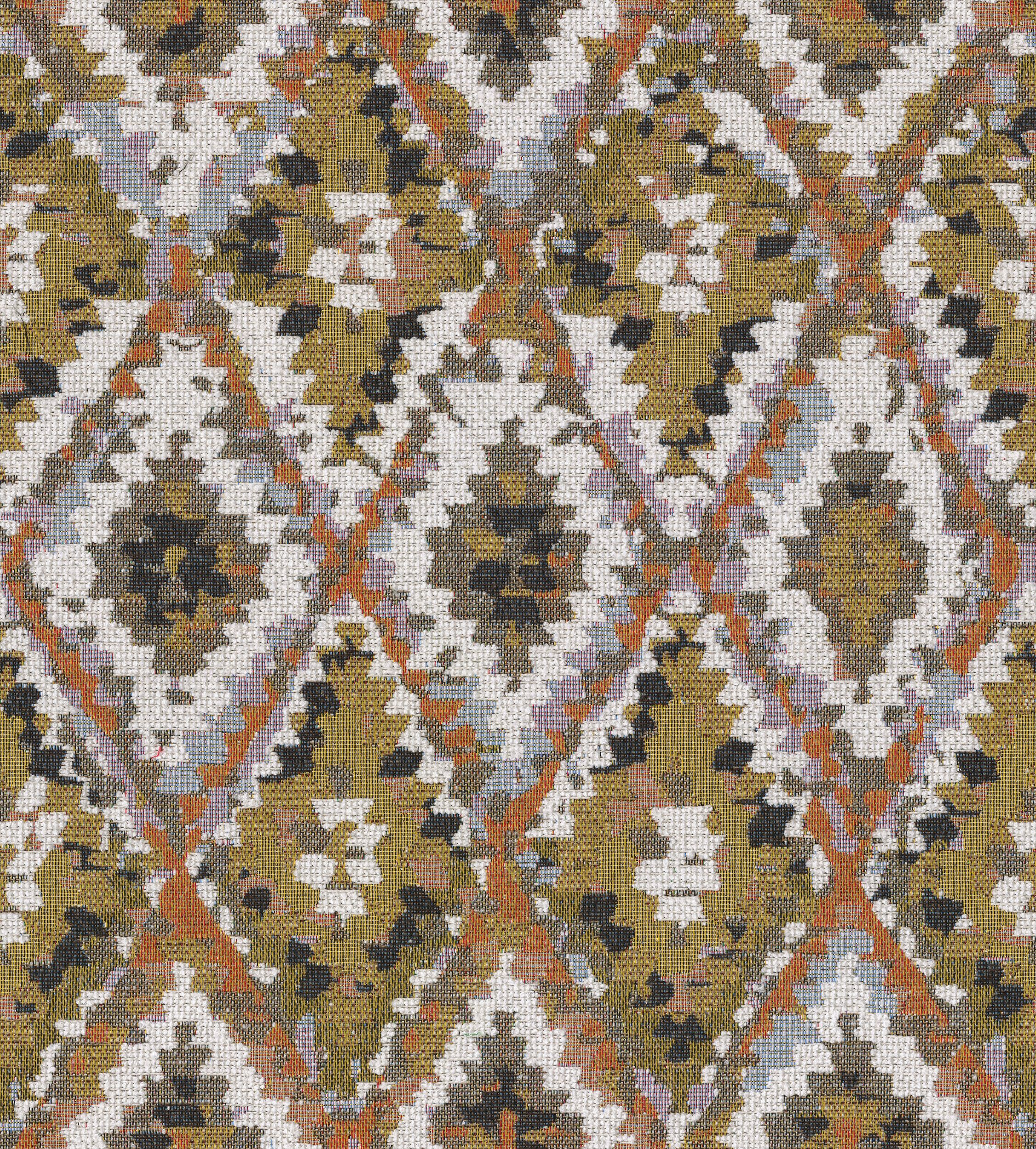 145-37 motifs aztèques crème sur fond olive